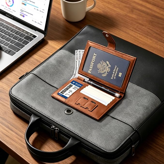 Veki Passport Holder for Travel, RFID Blocking Passport Cover, Light Brown | Passport Wallet, RFID Blocking, PU Leather, Durable Passport Case with Card Holder, Pen Slot, Travel Essentials for Women Men