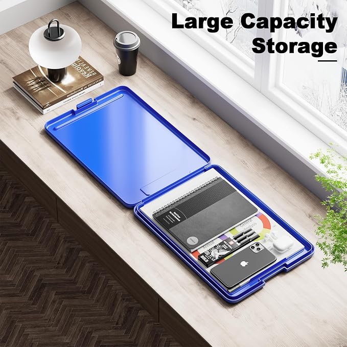 Hongri Clipboard with Storage, 8.5 x 11 Clip Board Foldable, Dark Blue | Bottom Opening, Size 13.4 x 9.4 X 0.9 in for Nurses, Teacher, Students, Classroom, School & Office Supplies