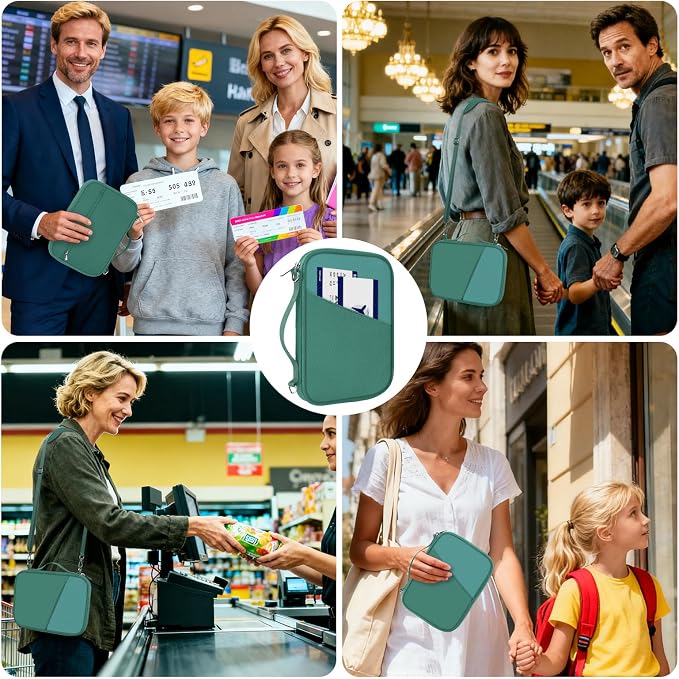 Family Passport Holder for Travel with RFID Blocking, Traveling Essentials Organizer Pouch Bag, Light Passport Wallet for Travel Must Haves Accessories for Women Men