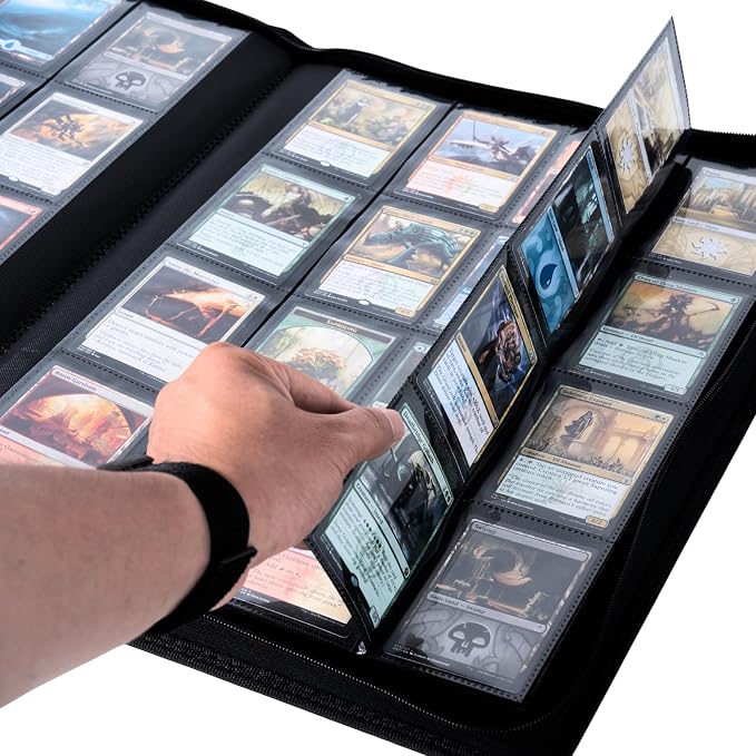1408+ Pockets Trading Card Binder, 16-Pocket Card Ablum Compatible with MTG,Sports Cards & Other Standard Size Trading Card (Orange)