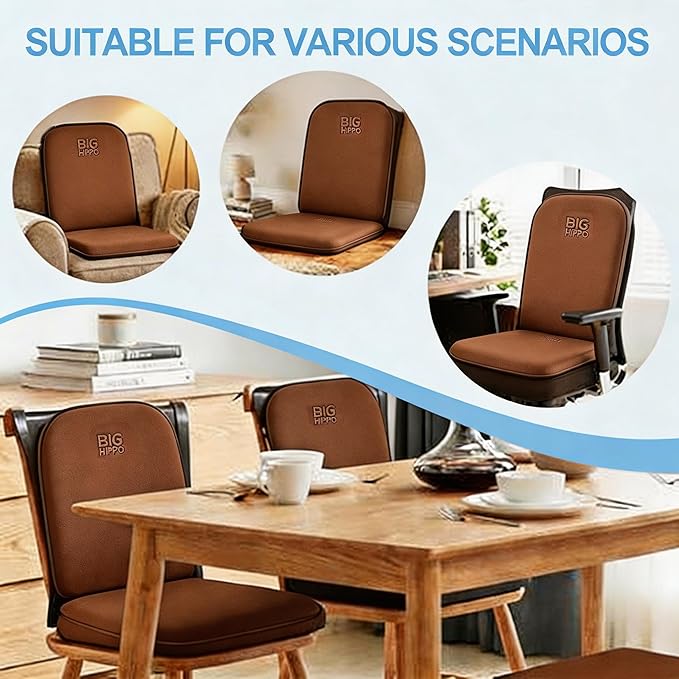 Big Hippo Ergonomic Memory Foam Seat Cushion & Lumbar Support PillowSet for Office Chair, Car & Home – Orthopedic Coccyx Cushion forSciatica, Tailbone & Lower Back Pain Relief – Non-Slip, Breathable