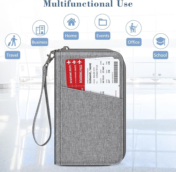 FINTIE Family Passport Holder Wallet Travel Document Organizer Clutch Bag | RFID Blocking Credit Cards Case Cover for Women Men