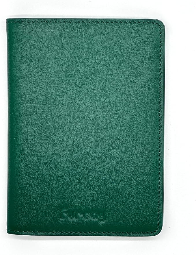 Slim Nappa Leather RFID Blocking Passport Cover (Green/Brown) | Genuine Leather Passport Holder for Men and Women