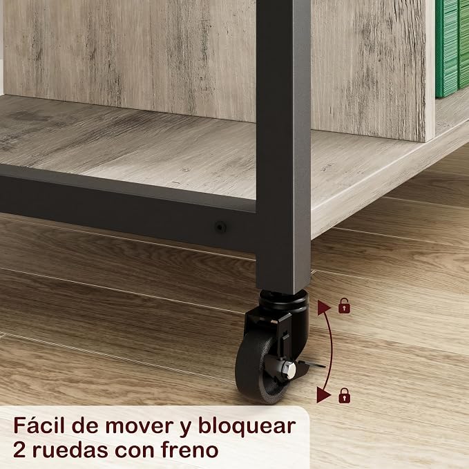 Garvee 3-Tier Printer Stand, Rolling Under Desk Printer Cart with Lockable Wheels, Industrial Mobile Printer Table with Power Outlets, USB Ports & Paper Storage Shelf for Home, Office, Retro Gray