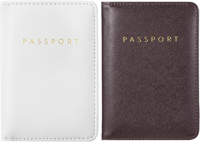 2 Pcs Passport Cover Holder for Travel Waterproof Leather Passport Wallet Case Book Travel Cruise Essentials for Women Men | 2 Pieces