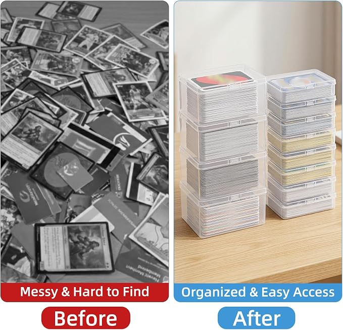 neotidy Playing Card Storage Box Set of 12, Clear Plastic Playing Card Cases Organizer with Snap Lid, Mixed Sizes Card Game Storage for UN* Cards, Standard Decks, Trading Cards, Card Game Holder Case
