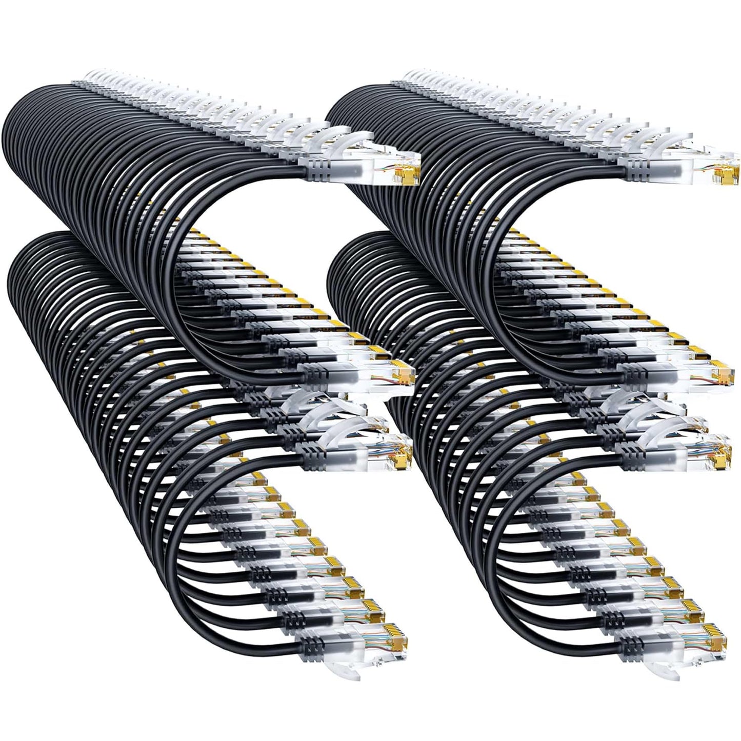 Cat6a Patch Cables 0.5ft (96 Pack) Slim, Cat6 Ethernet Patch Cable Pure Copper, Flexible Cat 6 Patch Cable 550MHZ 10G, Space-Saving Cat 6A Network Cables for Patch Panel Black