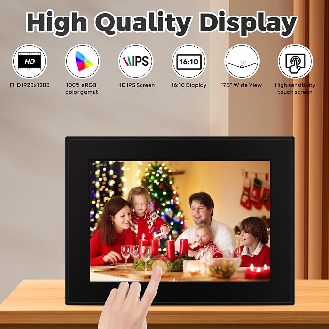 Frameo 11 Inch WiFi Digital Picture Frame with 64GB Memory, Touch Screen & Auto Rotate | Instant Photo/Video Sharing via App, 1920x1280 HD Display, SD Card/USB/WiFi 6 Upload, Gi-ft for Family