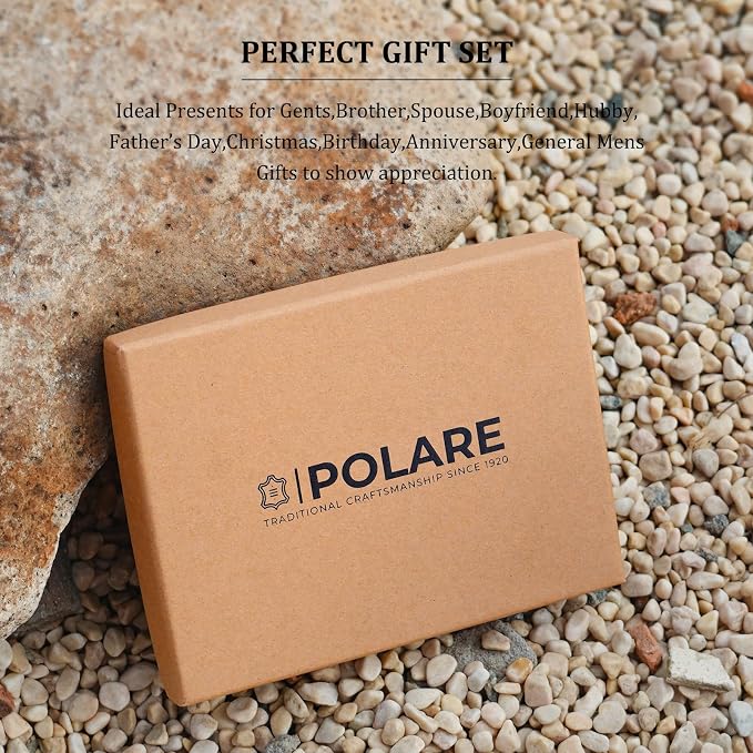Polare Men's RFID Blocking Cowboy Genuine Natural Crazy Horse Leather Bifold Wallet