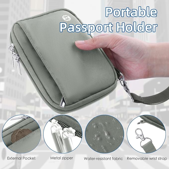WALNEW Passport Holder for Travel, RFID Blocking Travel Walle Essentials | Travel Document Holder, Passports Wallet Pouch with Card Slots Zipper Pocket for Women Men