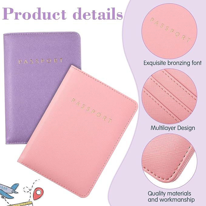 2 Pcs Passport Cover Holder for Travel Waterproof Leather Passport Wallet Case Book Travel Cruise Essentials for Women Men | 2 Pieces