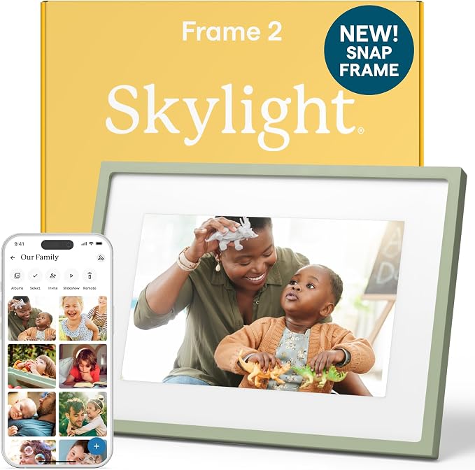 Skylight Digital Picture Frame 2 – 10" Full HD Wi-Fi Touch Screen, 16GB Digital Photo Frame, Load Photos & Videos Directly from Phone, Anti-Glare – Ideal for Personalized Gifting, Classic Green