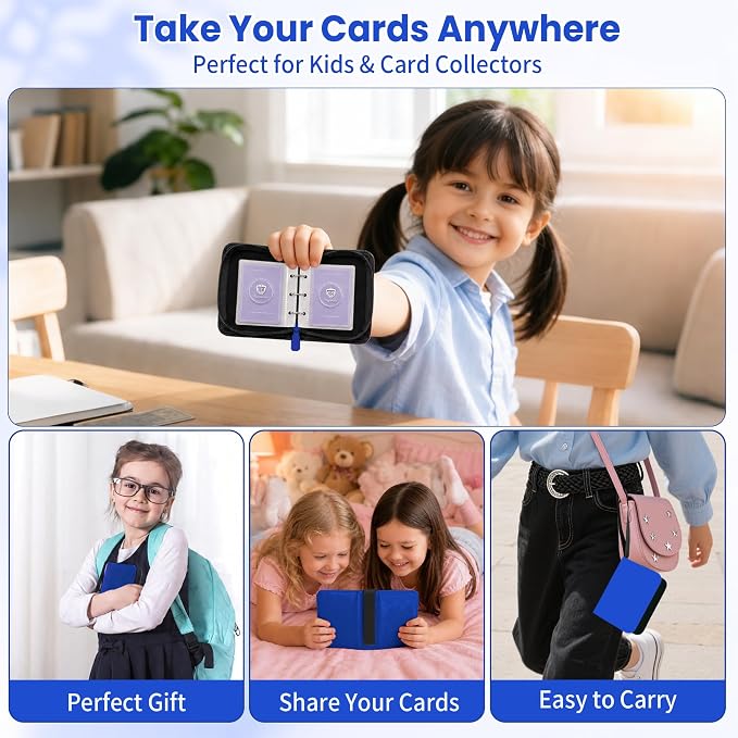 1 Pocket Card Binder with Zipper, 100 Pockets Mini Trading Card Album, Premium PU Leather Single Card Binder, Small Display Folder for TCG & Sports Cards