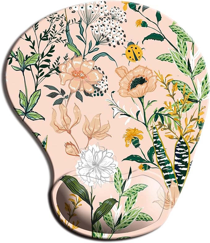 Ergonomic Mouse Pad with Wrist Support,Mouse Pads with Non-Slip PU Base for Home Office Working Studying Easy Typing & Pain Relief Pink