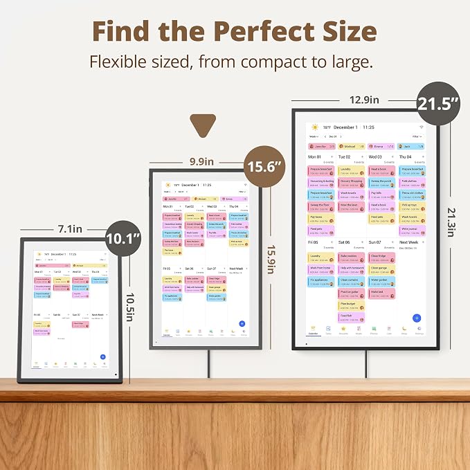 Digital Calender 15.6 Inch Smart Wall Calender, Touchscreen Electronic Calender Planner for 2025 Family Chore Chart Rewards and Schedules, Interactive Display, APP Access, Wall Mount or Stand