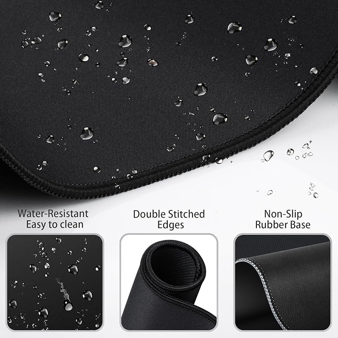 Mouse Pad Black, Mouse Pad with Wrist Rest, 4-in-1 Large Mousepad Keyboard | Wrist Rest+Mouse Pad Wrist Support+Cup Pad Set,Ergonomic Anti-Slip,Memory Foam Desk Mat for Home Office Gaming(35.4×15.7in)