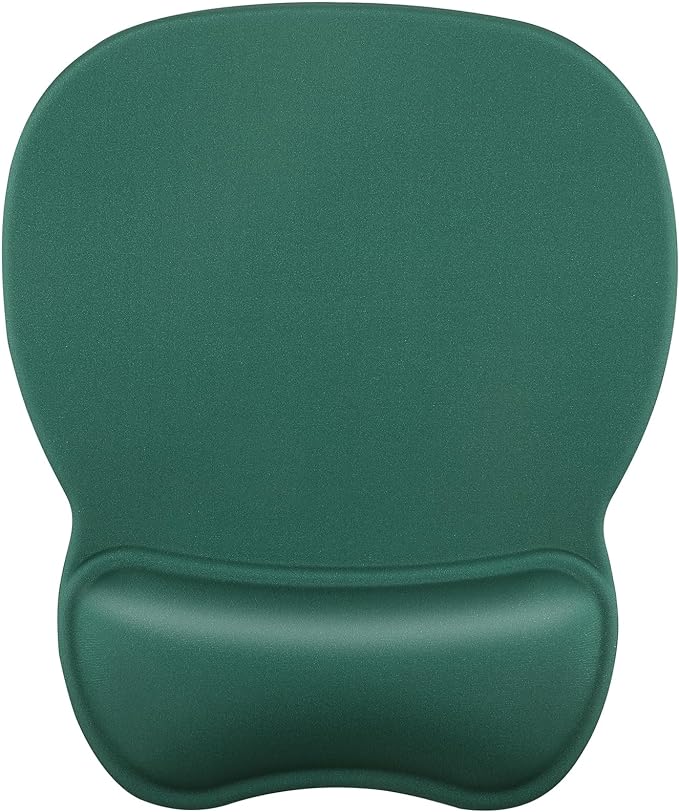 MROCO Ergonomic Mouse Pad with Gel Wrist Rest, 9.4 x 8.1 in, Forest Green | Ergonomic Shape Design, Multiple Pattern Options, Gel Wrist Comfort, Smooth Lycra Surface, Non-Slip PU Base
