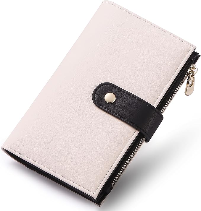 Wallet Women RFID Blocking Multi Cards Wallet Credit Card Holder for Women Large Capacity Lady Leather Trifold Travel Wallet with Passport/Pen Holder