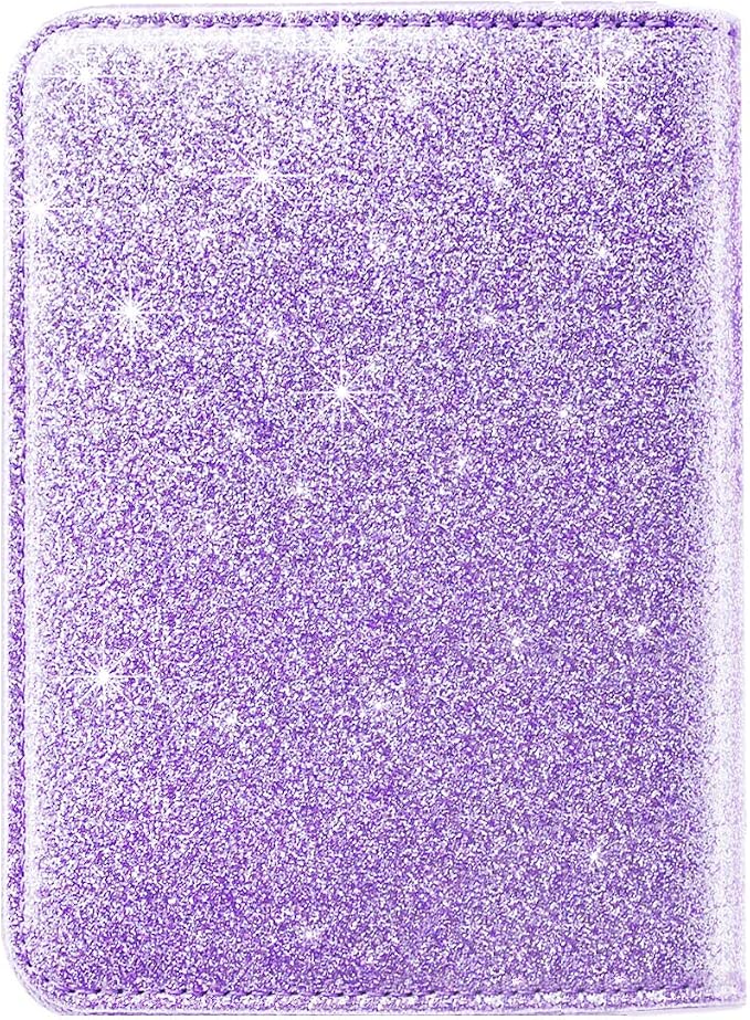 Coco Rossi Passport Holder for Travel Women Slim RFID Passport Cover Wallet | Travel Essentials, Passport Book Holders, Passport Wallet Cover Case, PU Leather, Cute, Thin, Spliced Design, Glitter Purple