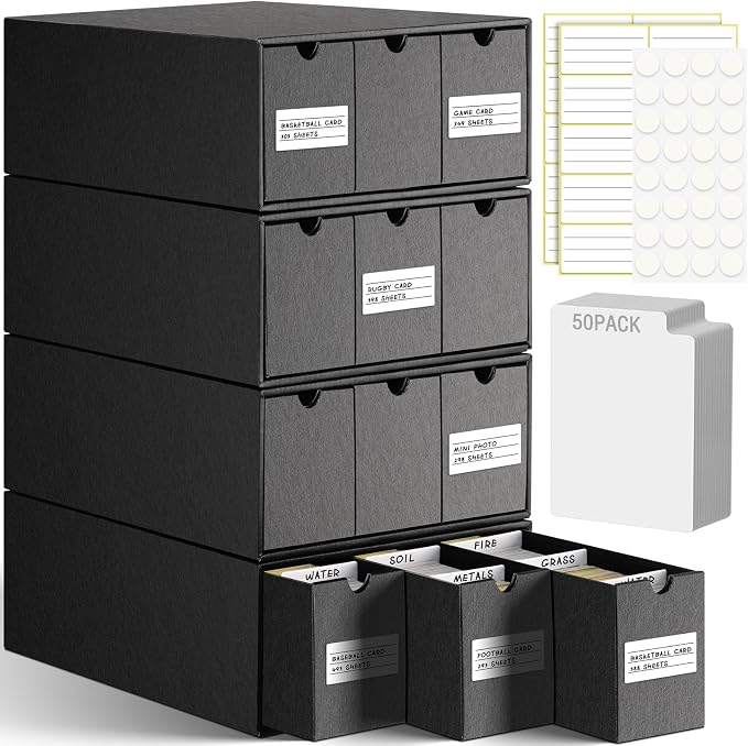 Kitoyz 8000+Trading Card Storage Boxes with 50 Card Storage Box Dividers,Baseball Footall Sport Card Storage Collection Compatible with Game Cards