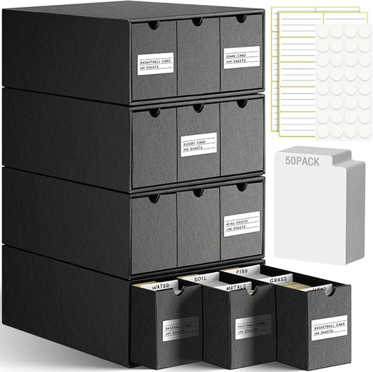 Kitoyz 8000+Trading Card Storage Boxes with 50 Card Storage Box Dividers,Baseball Footall Sport Card Storage Collection Compatible with Game Cards