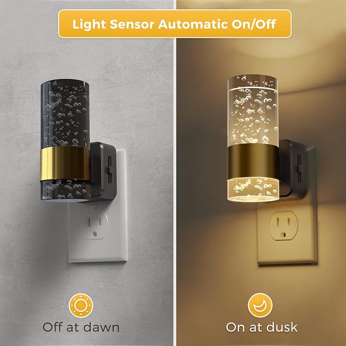 L LOHAS LED Night Lights Plug into Wall, Acrylic Night Light,Dimmable Nightlight with 0-100 LM Adjustable Brightness, 3000K Plug in Night Light with Dusk to Dawn Sensor, for Bathroom Hallway