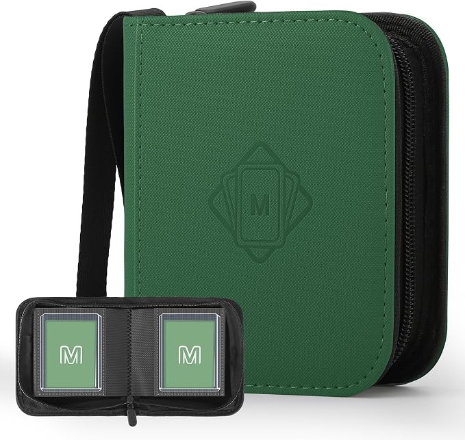 1 Pocket Toploader Binder Holds 40 Cards with 20 Sleeves Collectible Trading Card Album, for 3x4 Toploaders Hard Cases for TCG, MTG, Sports, Baseball, Football, Small Sports Card Book (1Dark Green)
