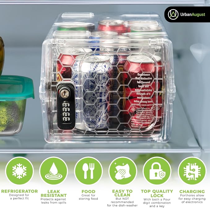 Lock Box For Food & Medicine - Dual Combination & Keyed Lock Box - Made of Industrial-Grade Plastic - One Size (Clear)