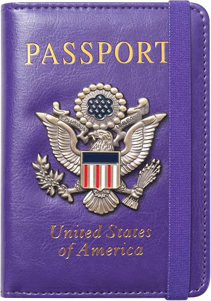 Premium Passport Holder for Travel RFID Blocking Passport Cover Slim | Passport Cover for Women Men Leather US Passport Wallet Case for Travel Passport Book Cover Travel Document Organizer Carrier