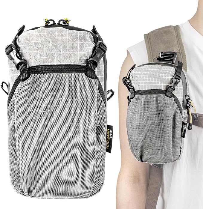 HIKEMAN Backpack Shoulder Strap Pouch - Smartphone Strap Pack,Waterproof Backpack Strap Pocket Attachment Bag for Hikers,Small Crossbody Bag Waist Pack for Sports Hiking Camping(Grey)