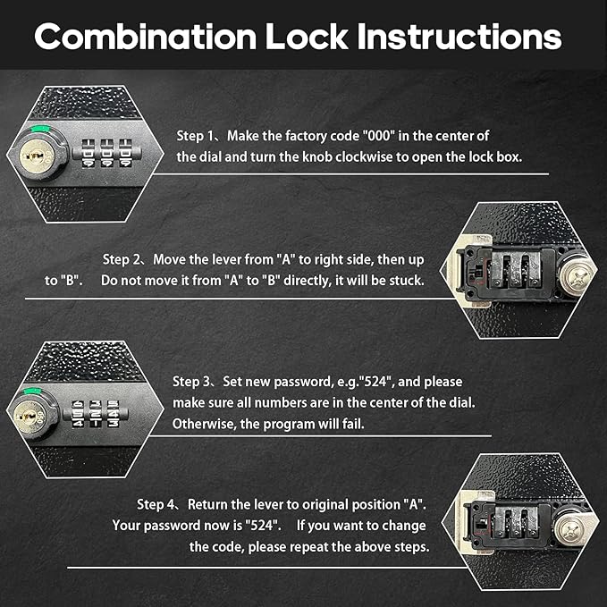 YIYITOOLS Fireproof Lock Box for Documents, Fire Resistant Safe Fire Safe Box with Dual Combination and Key Lock Document Box with Carrying Handle for Personal Items Jewelry Money, Black