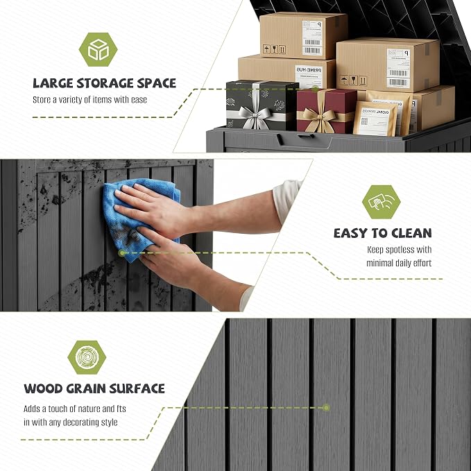 55 Gallon Package Delivery Boxes Outside Secure Waterproof Resin UV Resistant Lockable Mail Parcel Drop Mailbox Storage Deck Box for Outdoor Porch Patio Black
