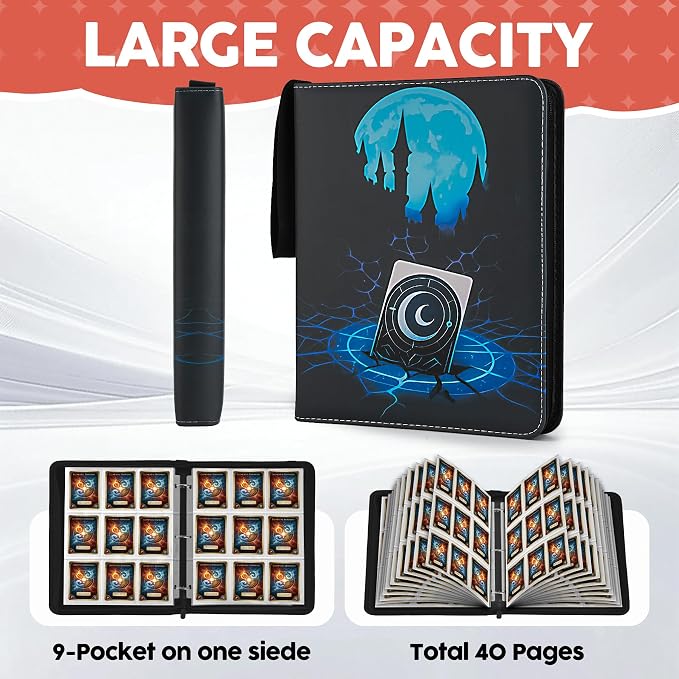 9 Pocket Card Binder for MTG/YGO/PTCG/Game Cards, Premium Card Collector Book for TCG Players,Toys Gifts for Kids,Holds 720 Cards-Blue