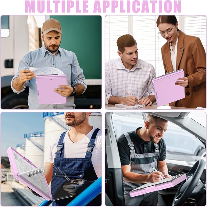 Hongri Clipboard with Storage, Pink 8.5 x 11 Clip Board, Dual Compartmen | Folder Nursing Side Opening, Heavy Duty Organization Box, Smooth Writing for Teachers, Classroom, Size 13.3 x 9.4 x 1.5 in