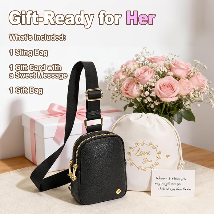 Anti Theft Crossbody Bag for Women, Small RFID Blocking Sling Purse with Zipper Lock for Travel, Vegan Leather