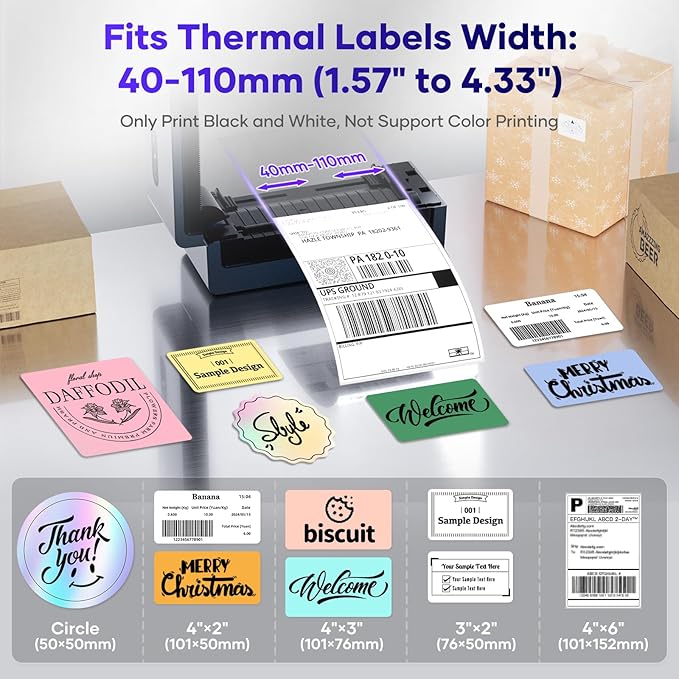 iDPRT Shipping Label Printer 4x6 Bluetooth Thermal Label Printer for Small Business and Shipping Package, Support Android, iPhone, Windows, macOS, Widely Used for Amazon, Shopify, Ebay
