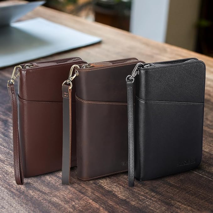 Polare Napa Leather Passport Holder Cover Case for Men and Women RFID Blocking Family Travel Wallet Holds 6 Passports (Coffee with AirTag Slot)