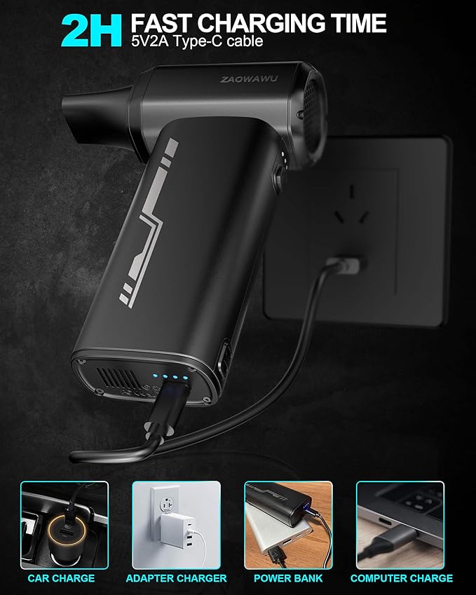 Electric Air Duster - 150000RPM Keyboard Duster for PC Cleaning, Cordless Compressed Air Duster Replaces Canned Air, 3-Gear Rechargeable Electronics Cleaner for Laptop, Car, Home & Office