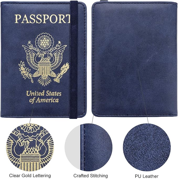 WALNEW Passport Holder for Travel, RFID Passport Cover Wallet for Women Men, PU Leather Passport Book Card Holder Case with Pen, Travelling Essentials for Flying | PU Leather Passport Cover Case with Pen Holder, Travel Must Haves Accessories, Passport ...
