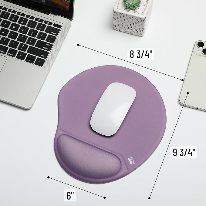 Mr. Pen- Ergonomic Mouse Pad with Wrist Rest | Purple Breathable Fabric with Memory Foam Cushion, Non-Slip Rubber Base, Gel Mouse Pad with Wrist Support