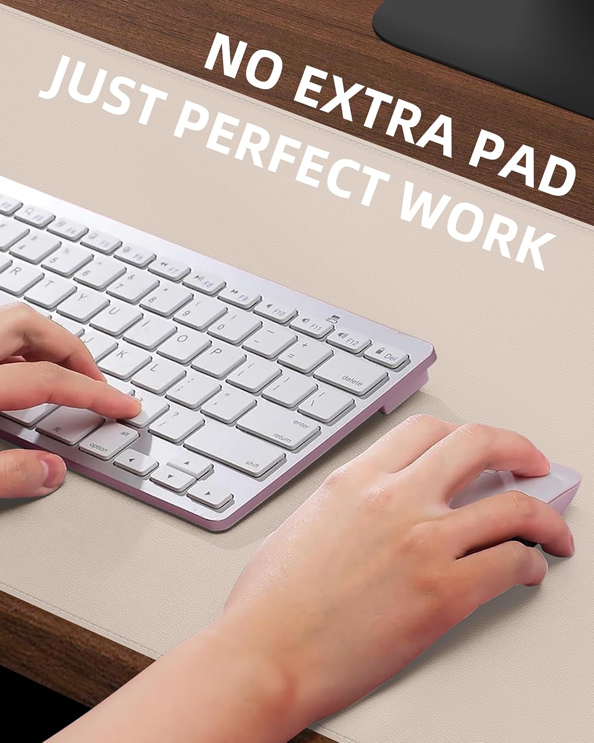Leather Desk Pad Protector,Office Desk Mat,Large Mouse Pad, Non-Slip PU Leather Desk Blotter,Desk Pad,Waterproof Desk Writing Pad for Office and Home (Beige,35.4" x 17")