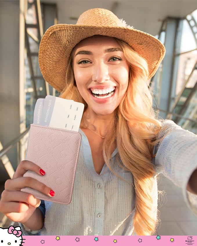 Hello Kitty Passport Holder for Travel Women Official License, Blush Pink | Passport Cover, Sanrio Gifts
