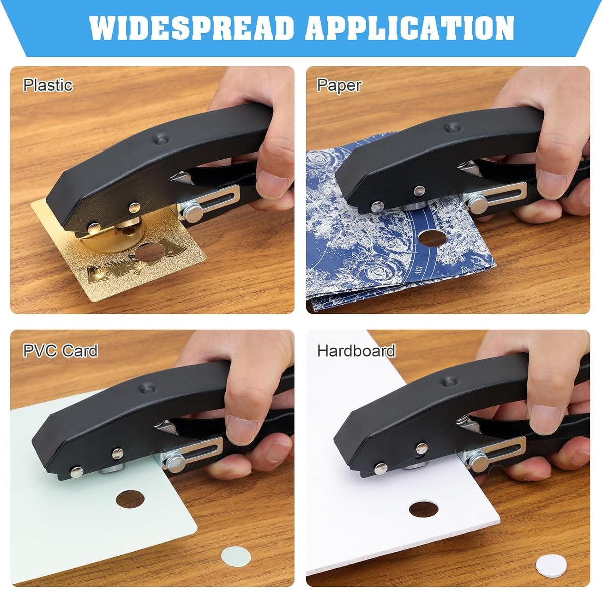 Hole Punch,Heavy Duty Hole Puncher Single,Paper Punch Portable Hand Held Long Hole Punch for Paper Cards Plastic Cardboard (15MM)