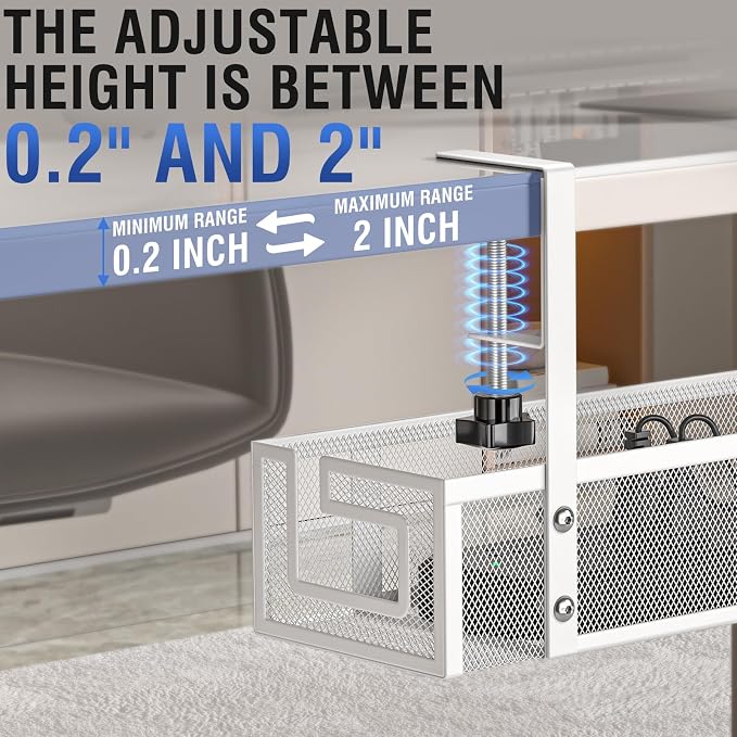 Cable Management Tray, 15.75" Under Desk Cable Management No Drill | Heavy Duty Metal Cord Organizer for Standing Desk, Gaming Desk, Home Office Wire Management for Home Office, 2 Pack, White