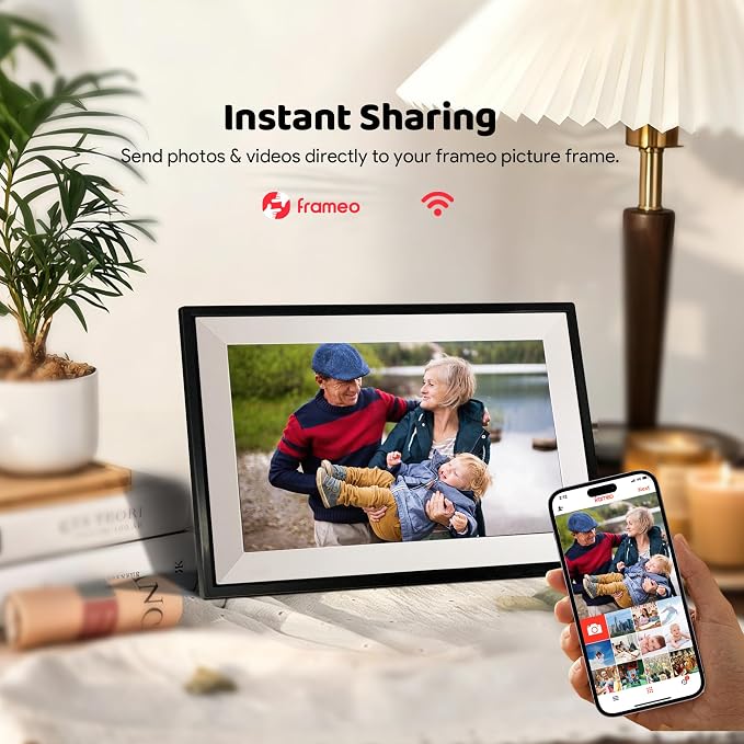 Frameo 10.1" Digital Picture Frame Photo & Video Sharing Gift for Parents | Instant Photo & Video Sharing, 1280x800 HD IPS Touchscreen, 32GB Storage, microSD Card Support, Private Family Sharing