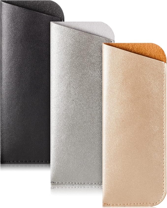 TRIUMPH VISION Reading Glasses Pouch Eyeglass Sleeve Soft Case Slim 3 Pack | Alternative to Bulky Case Lightweight，Neoprene Lined Padded Protect Optical lens Slip in, Cute Pattern Portable for Daily Use