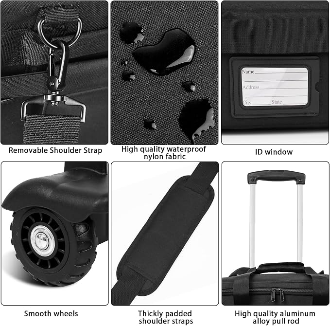 Rolling Teacher Bag Built-in Hard Support Board With Detachable Trolley | Waterproof nylon,35L large space,Multiple storage pockets,Fits 15.6 Inch Laptop