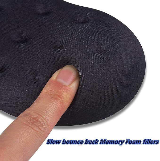 BRILA Ergonomic Memory Foam Mouse Wrist Rest Support Pad Cushion for Computer, Laptop, Office Work, PC Gaming - Massage Holes Design - Wrist Pain Relief (Black Mouse Wrist Rest)