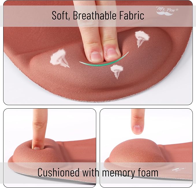 Mr. Pen- Ergonomic Mouse Pad with Wrist Rest | Breathable Fabric with Memory Foam Cushion, Non-Slip Rubber Base, Gel Mouse Pad with Wrist Support