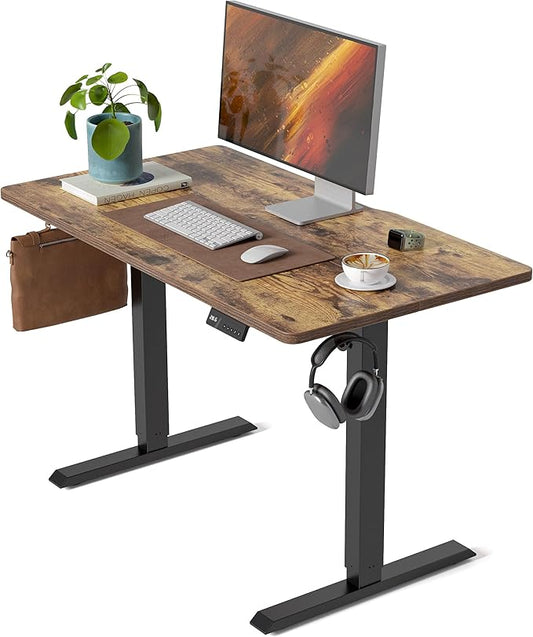 CubiCubi Electric Standing Desk, 40 x 24 Inches Height Adjustable Sit Stand Desk, Ergonomic Home Office Computer Workstation, Rustic Brown